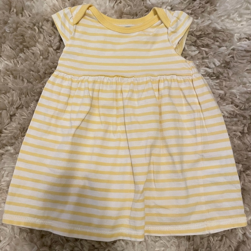 5 for $20-Old navy toddler cotton dress-yellow/white striped-Size 3-6 months
